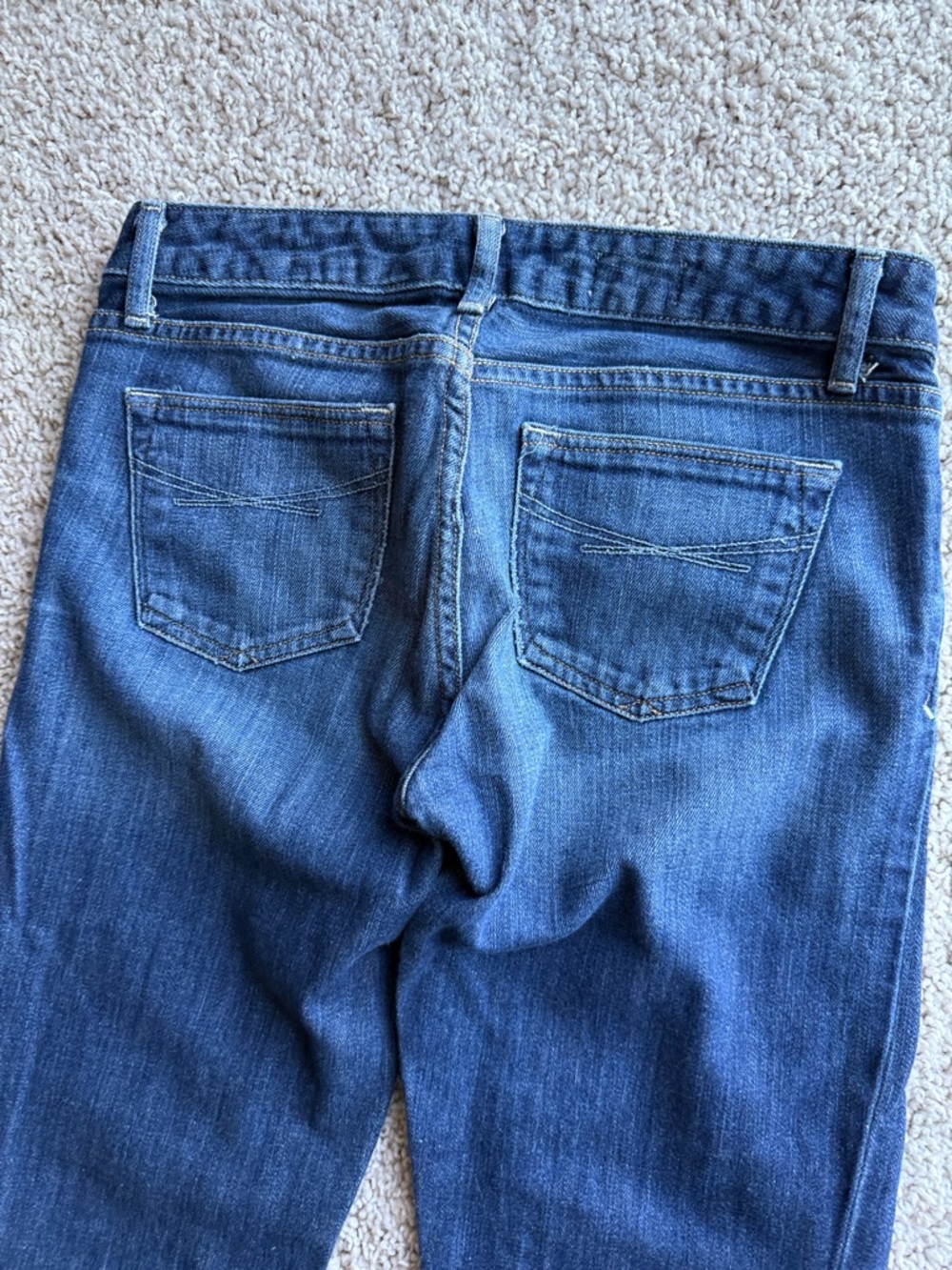 Dark Blue Flare Jeans — Women's Flared Denim Size 27/4 Long - Picture 6 of 7